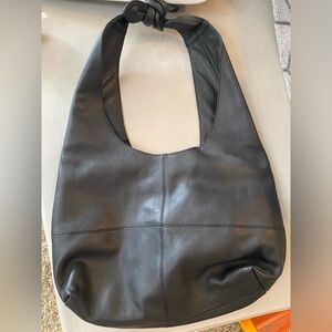 Anthropologie Black Leather Hobo Bag
